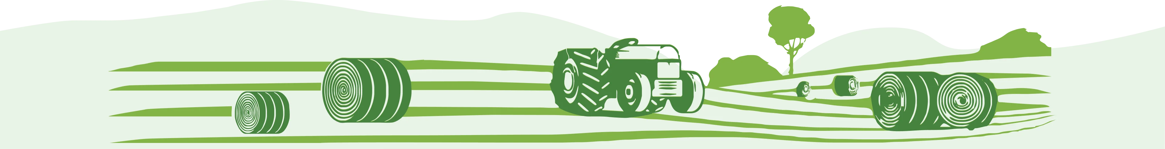 Hand-drawn illustration of Tiandi baler netwrap being applied to hay bales